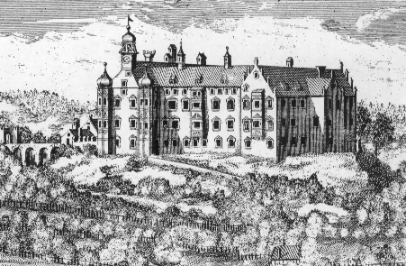  schwarzweiß-Zeichnung des Schlosses